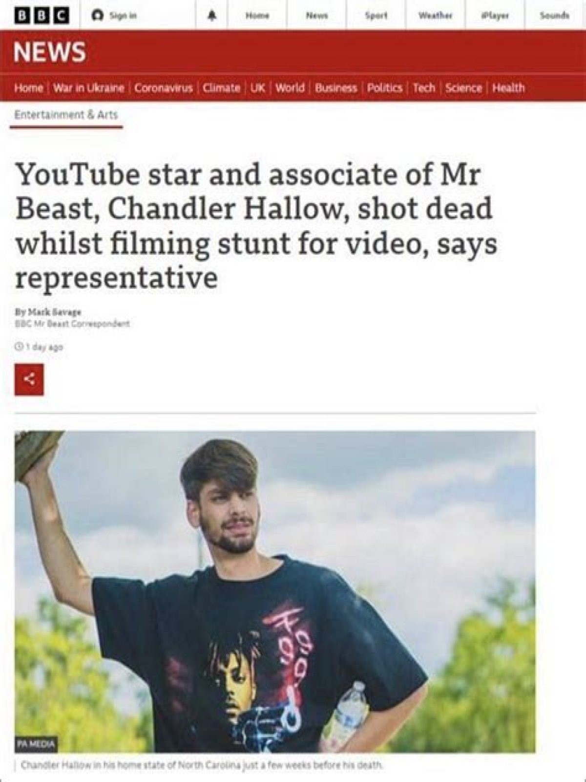 Is Chandler Hallow Really Dead Or BBC News Made A Blunder? YouTube Star Death Fact Check